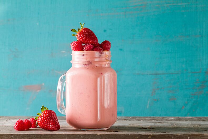 Smoothies made from yogurt in a healthy diet