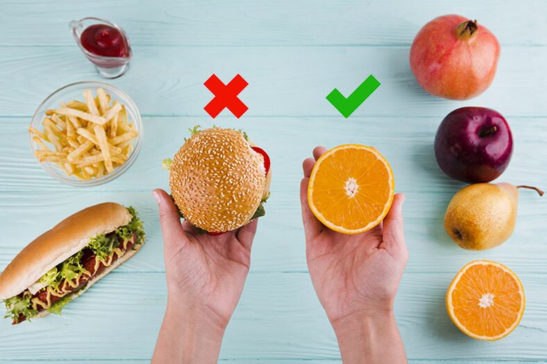 To lose weight, fast food is replaced with fruit