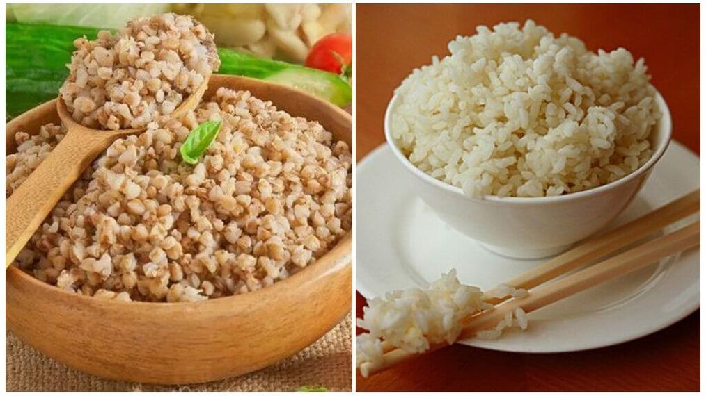 Diet from buckwheat and rice for gout